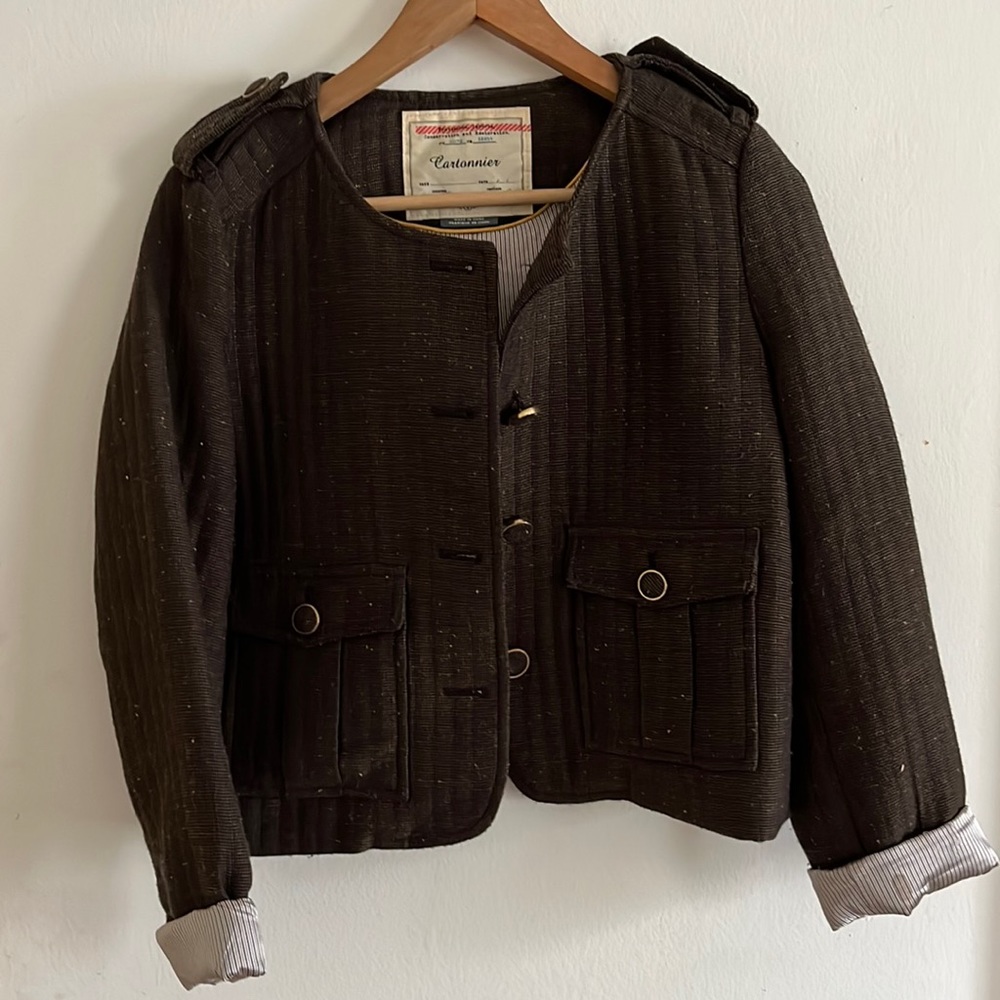 Cartonnier Cropped Tweed Brown Blazer S